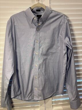 J Crew Men’s Shirt Large Light Blue Button Down Slim Fit Cotton Casual Dress